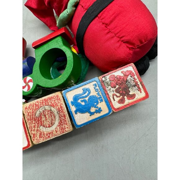 Vintage handmade Santa & Train Christmas Decor Set needs glued 7.5" blocks READ - Picture 8 of 9